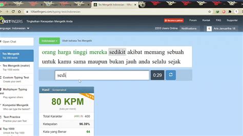 canggih tes Mengetik Bahasa Indonesia .